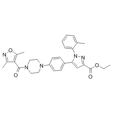 ethyl 5-(4-(4-(3,5-dimethylisoxazole-4-carbonyl)piperazin-1-yl)phenyl)-1-o-tolyl-1H-pyrazole-3-carboxylate